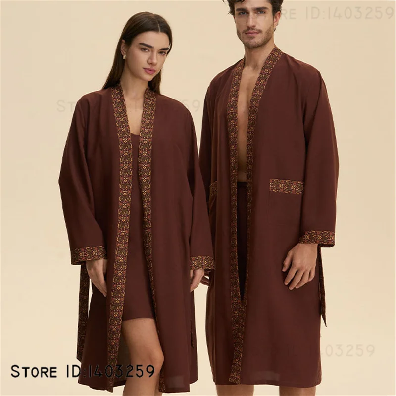 

Baroque Style Coupe Sleepwear Long Robe Kimono Bathrobe Gown Spring Summer Nightwear Home Dress Loose Satin Lounge Wear Pajama