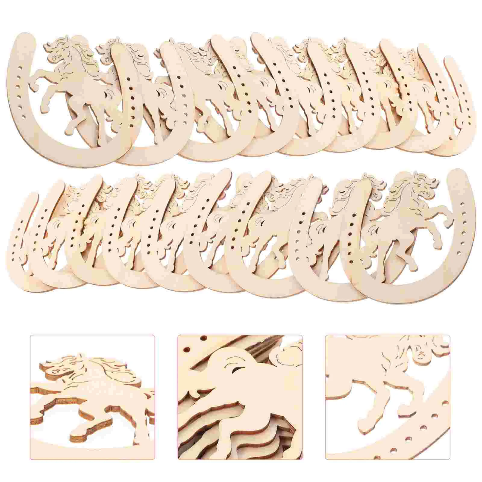 

48 Pcs Horseshoe Chips Shape DIY Graffiti Paper Cut Wood Slices Children Toys Wooden Kids Painting