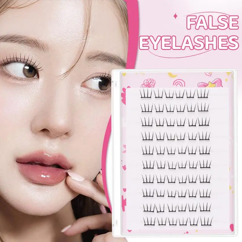 10rows Cluster Lashes Idol Eyes Self Adhesive Korea Eyelashes EyeMakeup Cluster Individual Anime Eyelash Lash Natural D8E9