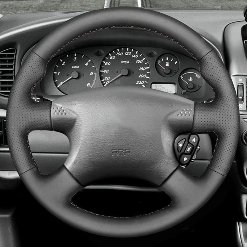 Non-Slip Black Microfiber Leather Braid Car Steering Wheel Cover For Nissan Almera (N16) X-Trail (T30) Terrano 2 Car Accessories view 2