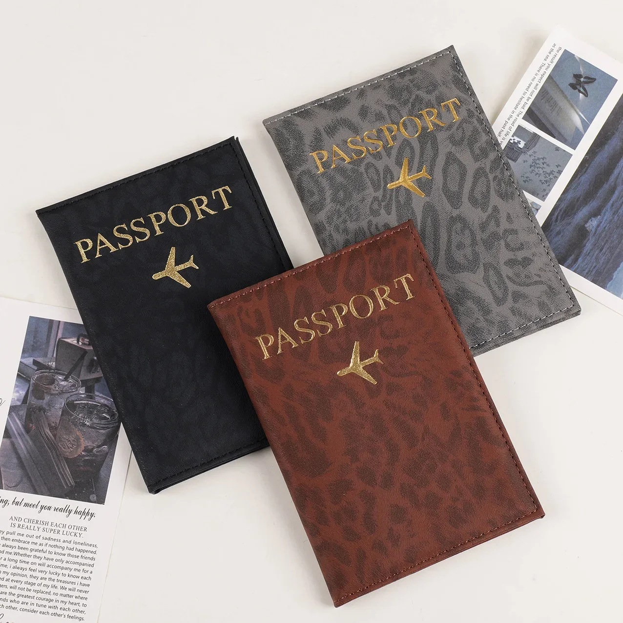 Leopard Print Travel Passport Holder Cover Case for Women PU Leather Card Ticket Passport Covers Holder Protective Accessories gallery 3