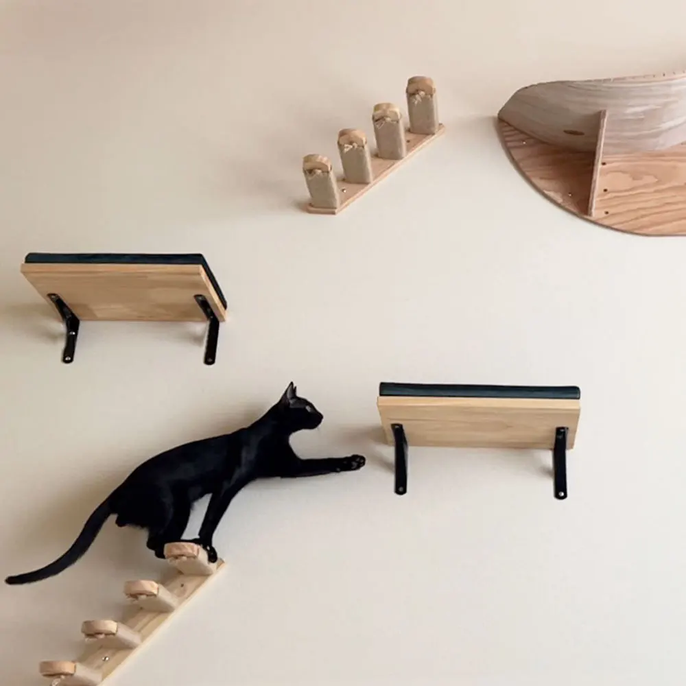 

Wall Mounted Cat Climbing Shelves Cat Hammocks Hanging Bed with Platform or Scratching Post DIY Cat Wall Indoor Wood Playground