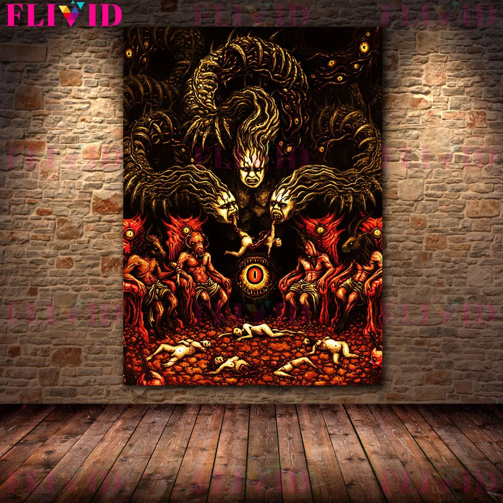 The Miserable And Horror Purgatory Vintage Wall Art Canvas Painting The Judgment Of Hell Art Poster And Print Home Decoration