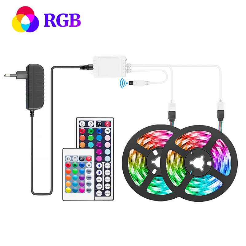 30M 12V LED Tape Lights 24Key 44Key Control LED Strip Lights AC100V-240V Adapter RGB LED Strip For Bedroom Party Decoration