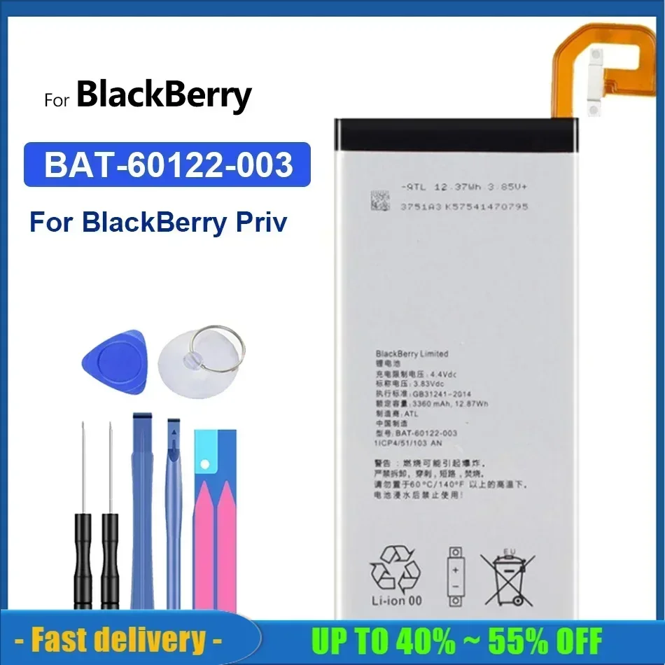 3360mAh High Quality Battery For BlackBerry Priv STV100-1 2 3 4 HUSV1 BAT-60122-003 Smartphone Batteries