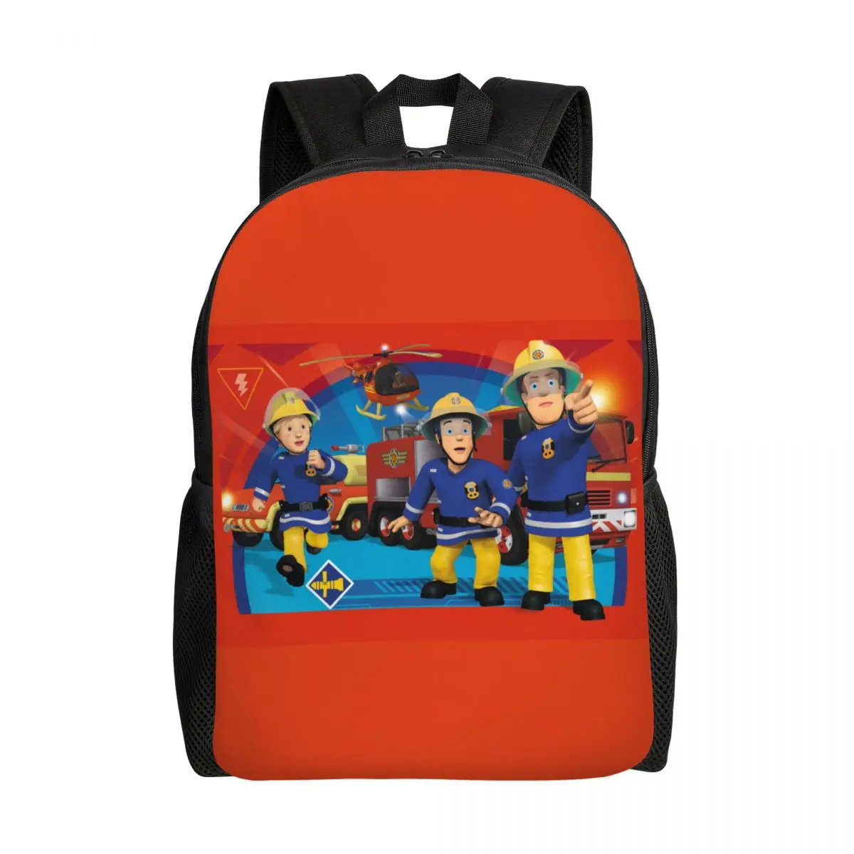 

Custom Fireman Sam Backpacks Men Women Casual Bookbag for College School Bags