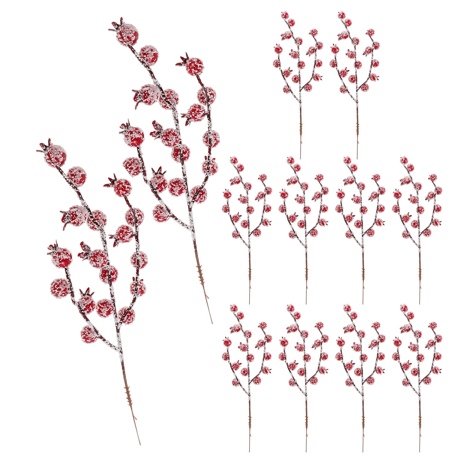 

12Pcs Red Berry Cluster Picks Christmas Tree Floral Stems Frosted Berry Branches Holiday Wreath Garland Fake Berries