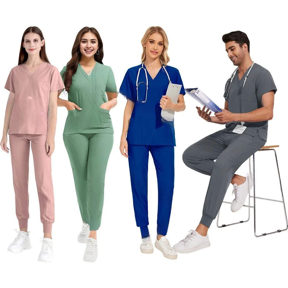 Hot Sale Clinic Workwear Unisex Medical Nurse Scrub Set Clinical Uniform Men Women Beauty Salon Costume Doctor Nursing Top Pants