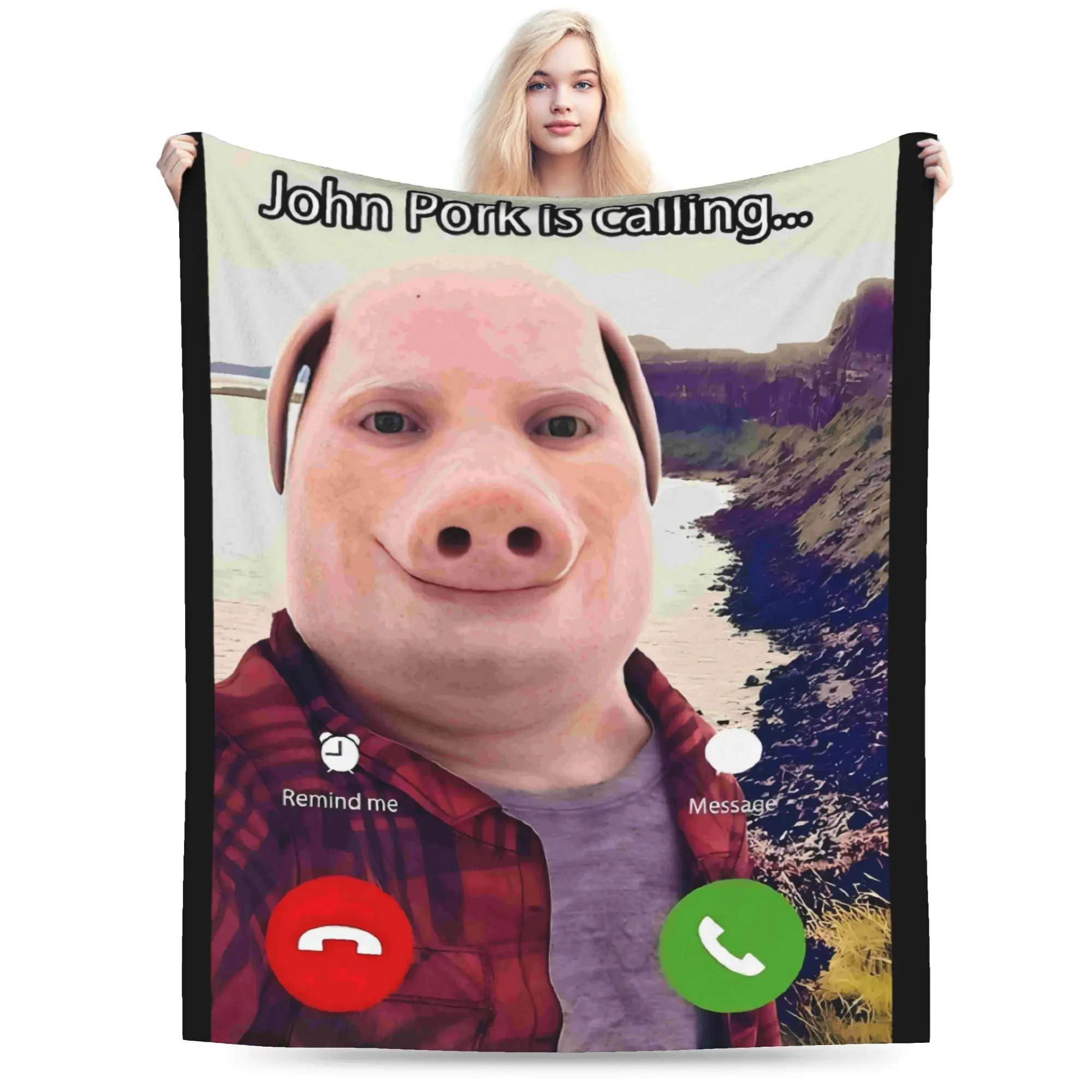 Custom John Pork Blanket 3D Print Soft Flannel Fleece Warm Funny Call Throw Blankets for Home Bedding Sofa Bedspreads