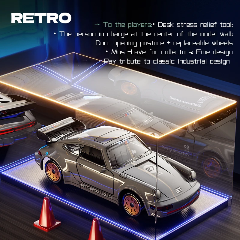 88RC Mini 1/43 Scale 4WD Alloy Retro RC Drift Car Openable Door Gyro With DIY Sticker Multi Mode Light Desktop Drifting