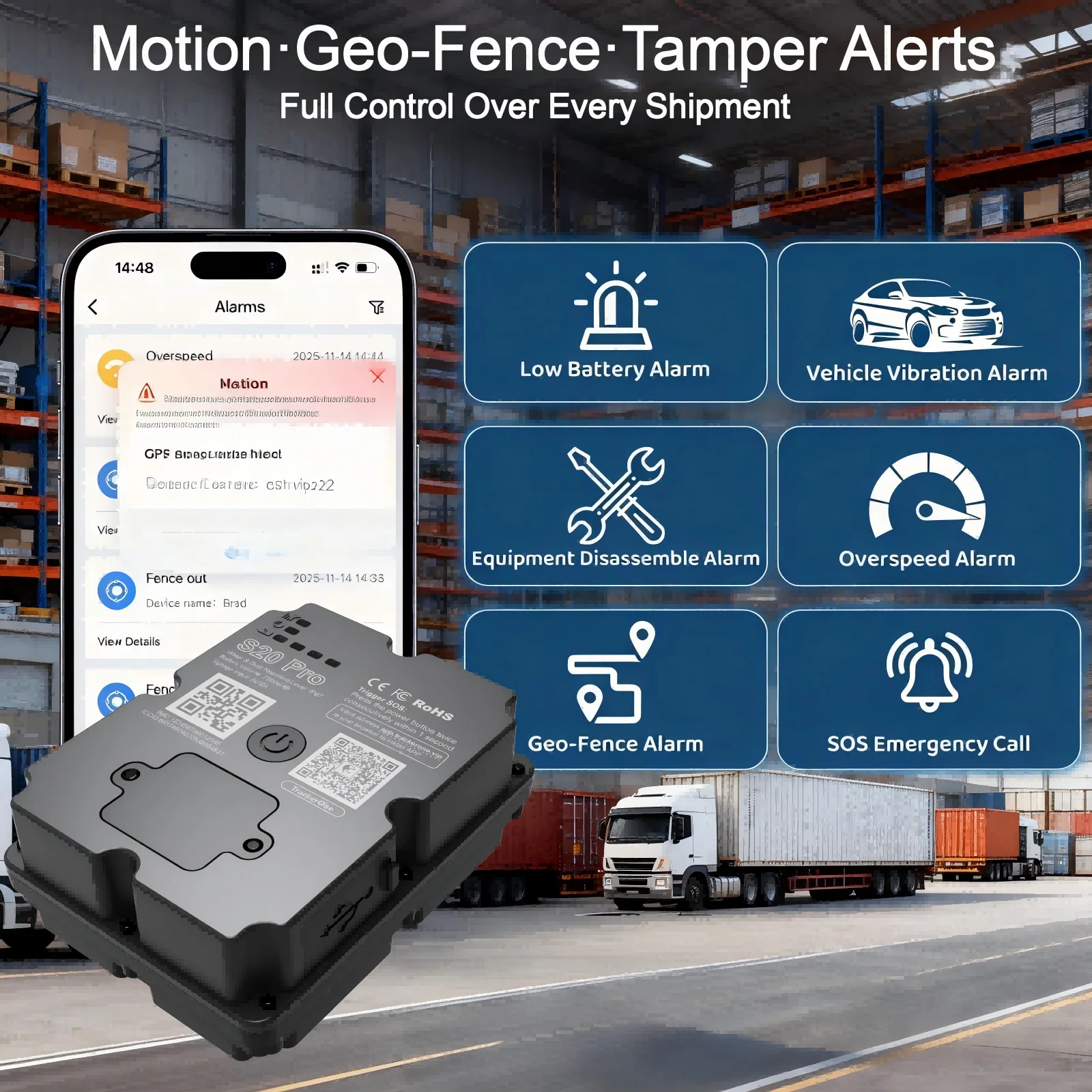 4G GPS Tracker for Cargo & Transport, Real-Time Shipment Tracking, 30+ Days Battery, Portable Wireless GPS with Alerts view 5