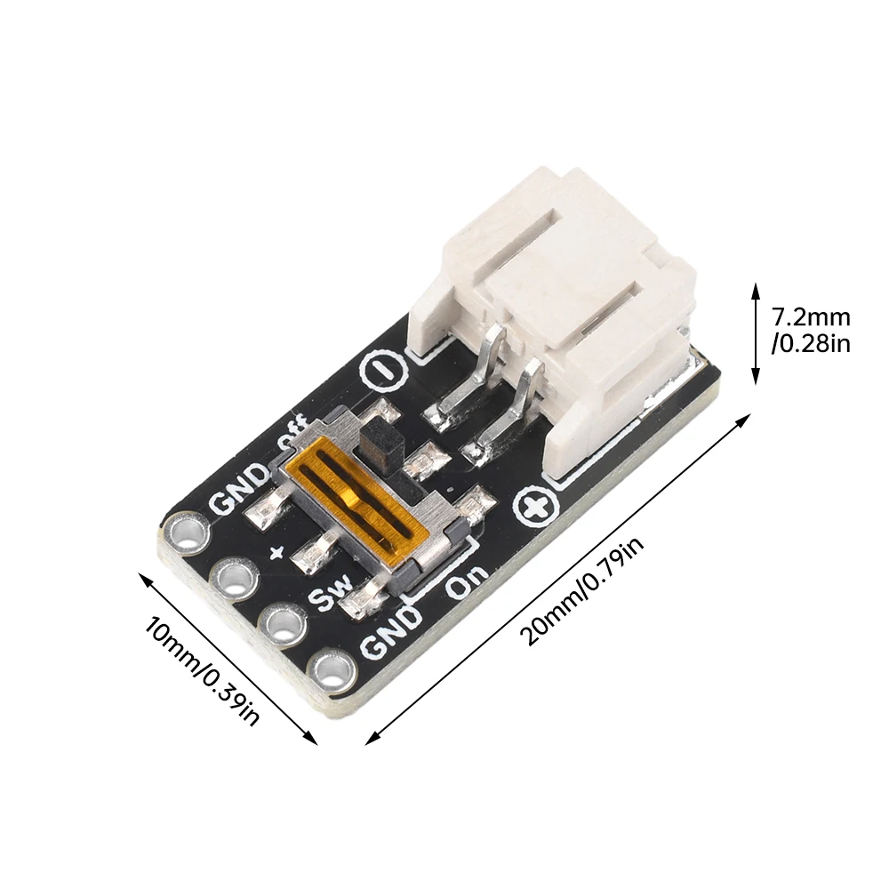Switched JST-PH 2pin Connector SMT Right Angle Breakout Board Power Module + Pin row Adapt to 1-core Lithium Battery/AAA Battery