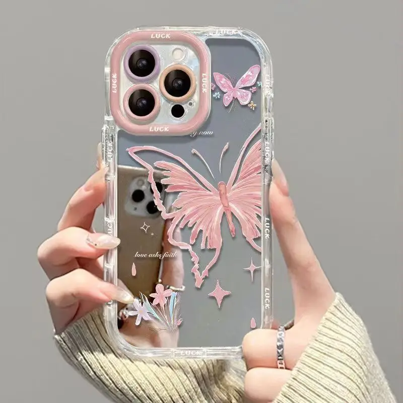 Spring Butterfly Phone Case For iPhone 14 Pro Max 15 11 12 13 XR 8 7 Plus X XS SE 2020 2022 Soft Silicone Cover