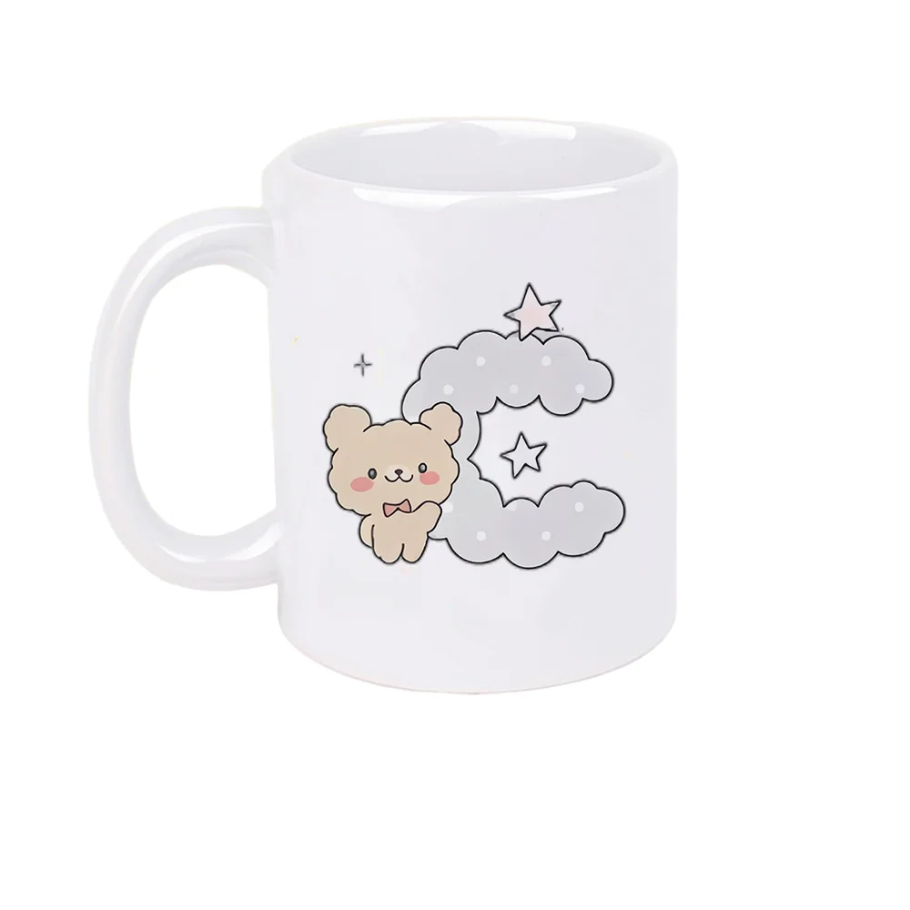 11oz Cute Bear Cloud Star Print Ceramic Coffee Mug for Home Office Use Holiday Party Favor Christmas Birthday Present Summer Tra