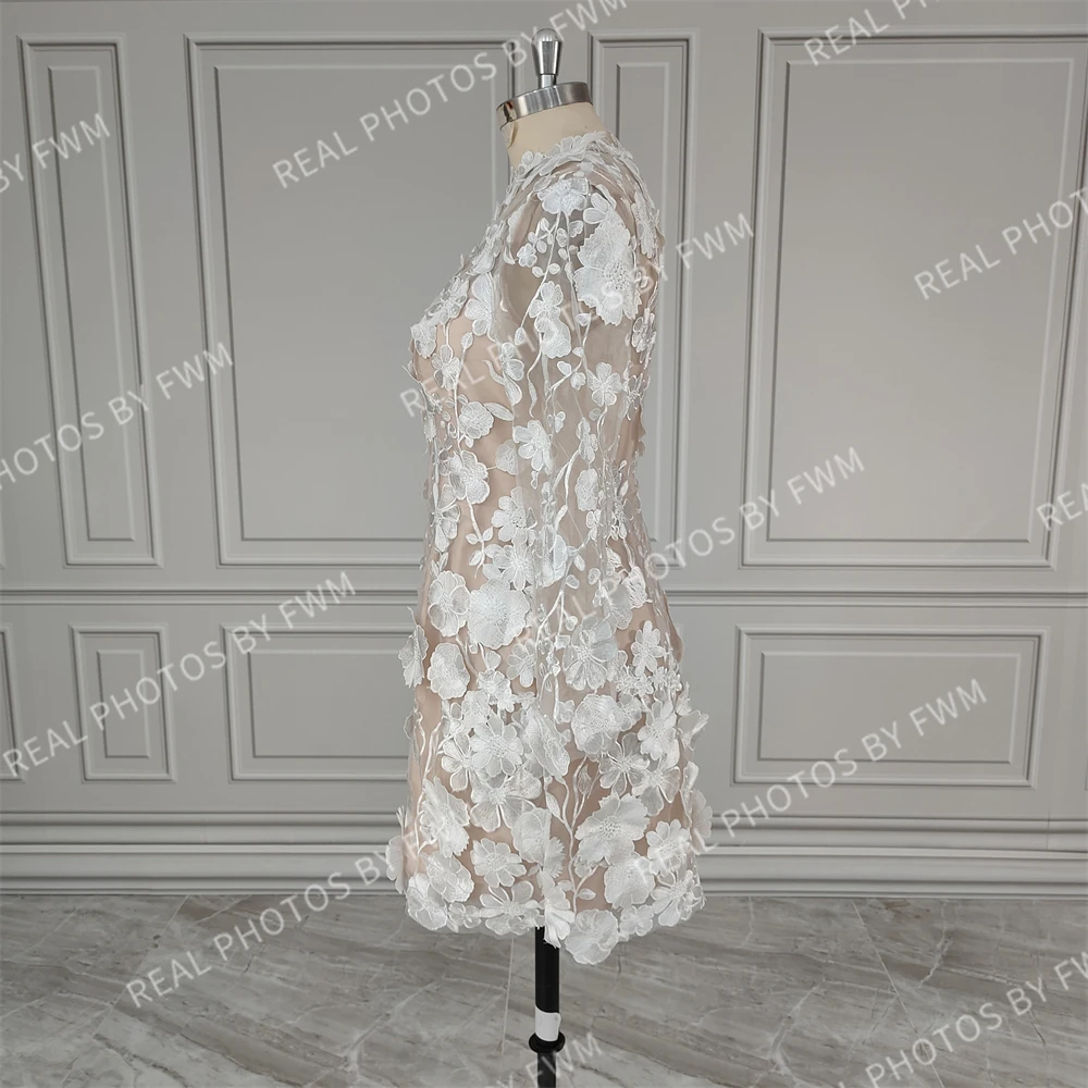 10699 #   100% customzied moderno bordado flor renda bainha mini vestido de festa de casamento vestido de baile de noite para mulher فساتmavera