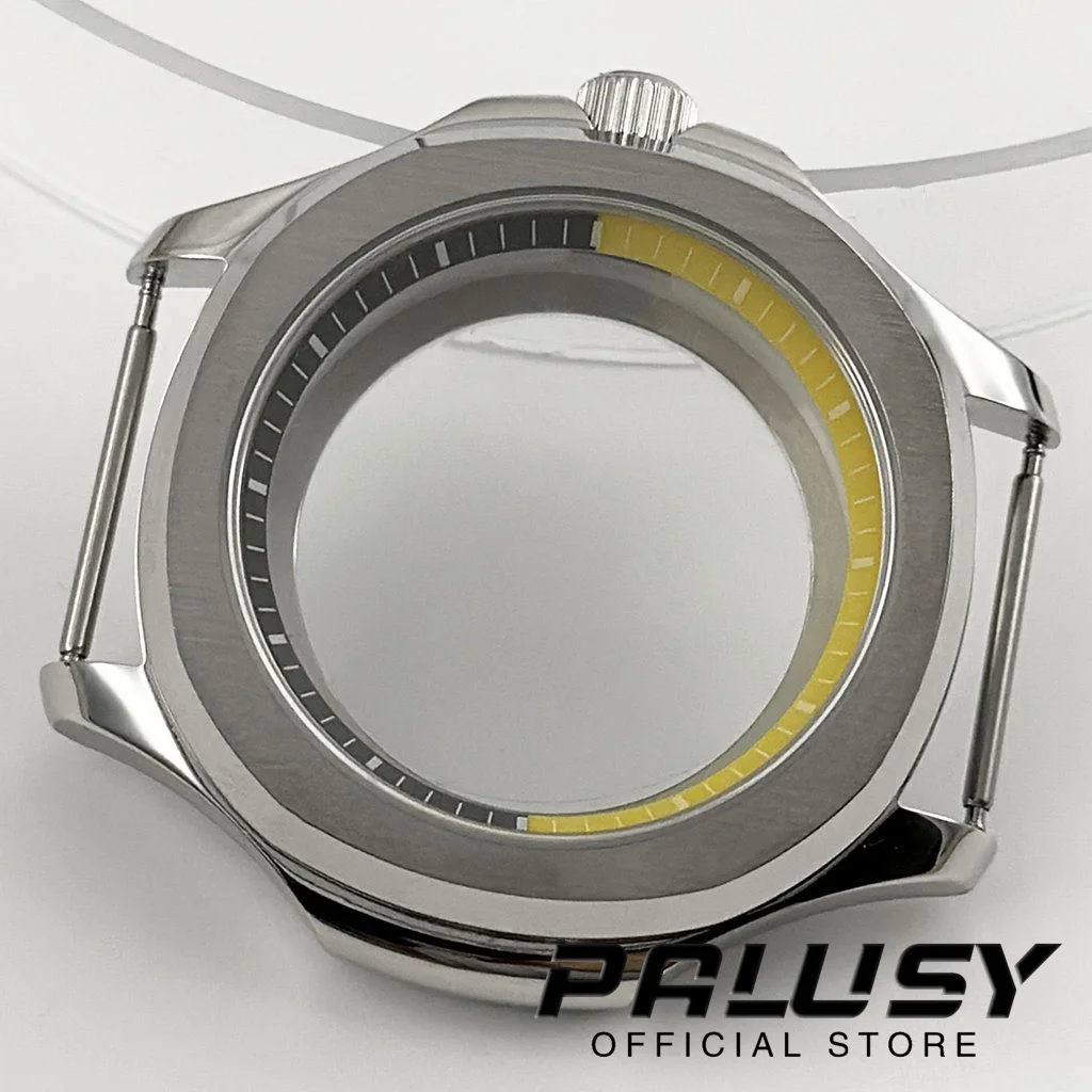 40mm caixa de vidro safira prata caixa de aço com anel para nh35 nh36 nh38 nh70 caixa de movimento s coroa 28.5mm dial mod