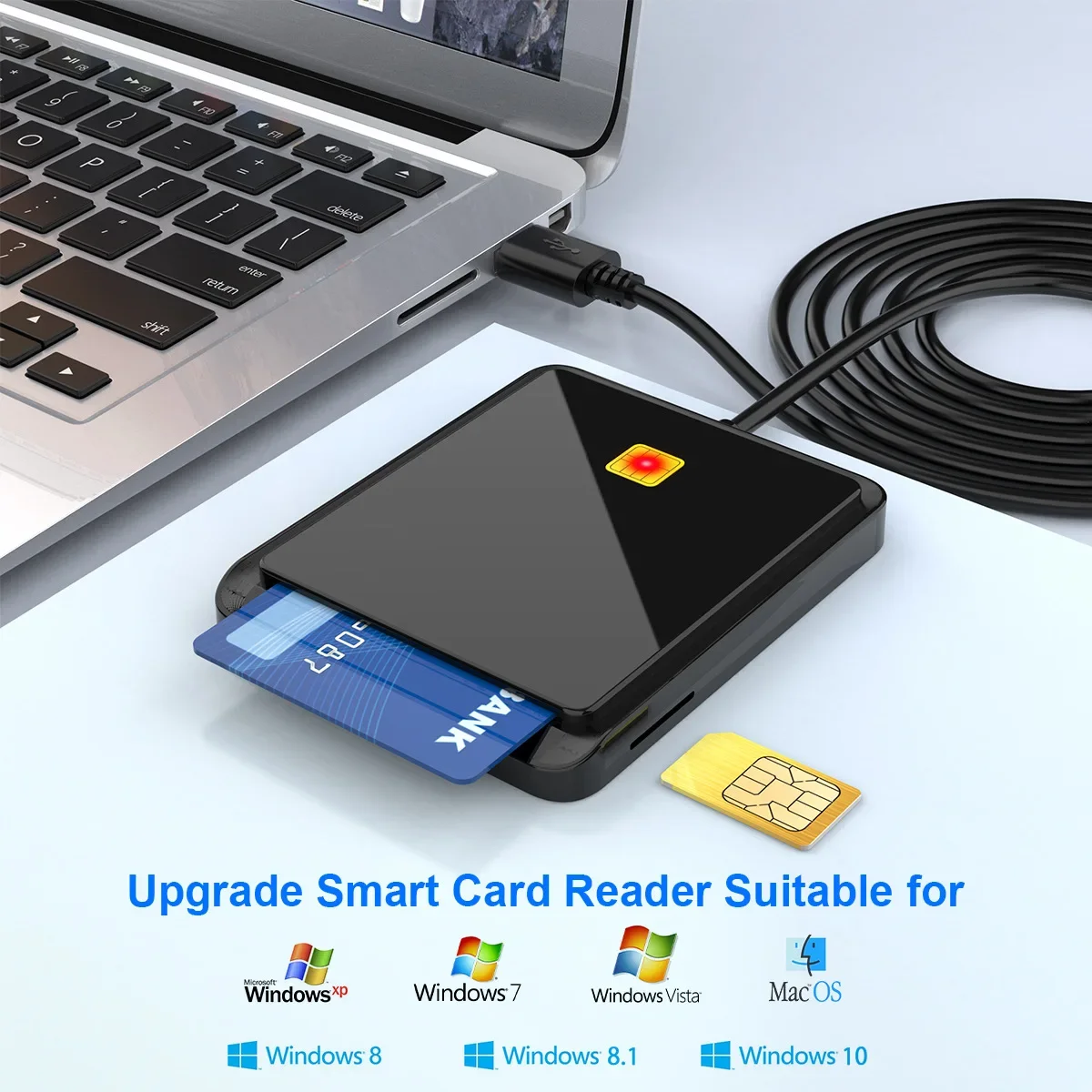 USB Smart Card Reader for Bank IC/ID EMV DNIE ATM CAC SIM Cloner Connector Windows 7 8 10 Linux OS