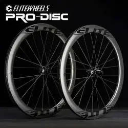 ELITEWHEELS Disco da strada Set di ruote in carbonio Mozzo a bassa resistenza 30 38 50 55 60 82mm 700c Ruote per bicicletta in ghiaia Copertoncino Tubeless