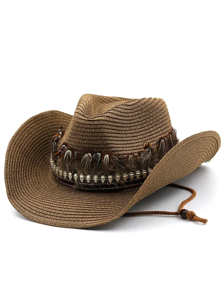 AliExpress NONE Ethnic-style Western Cowboy Straw Hat Spring/summer Formal Hat Cycling and Camping American Sun Hat