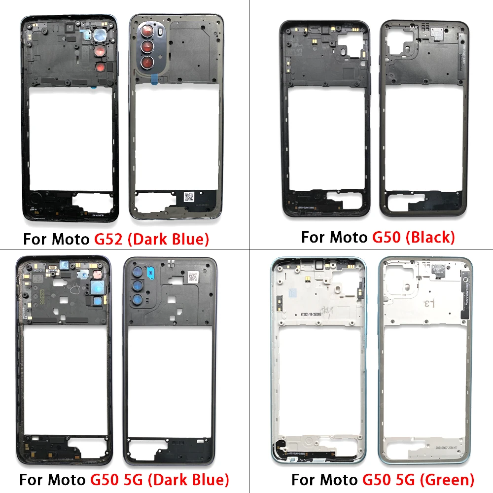 50Pcs，Middle Frame For Moto G42 G31 G50 G84 G82 G23 G22 Middle Frame Bezel Middle Plate With Side Button Key Replacement Parts