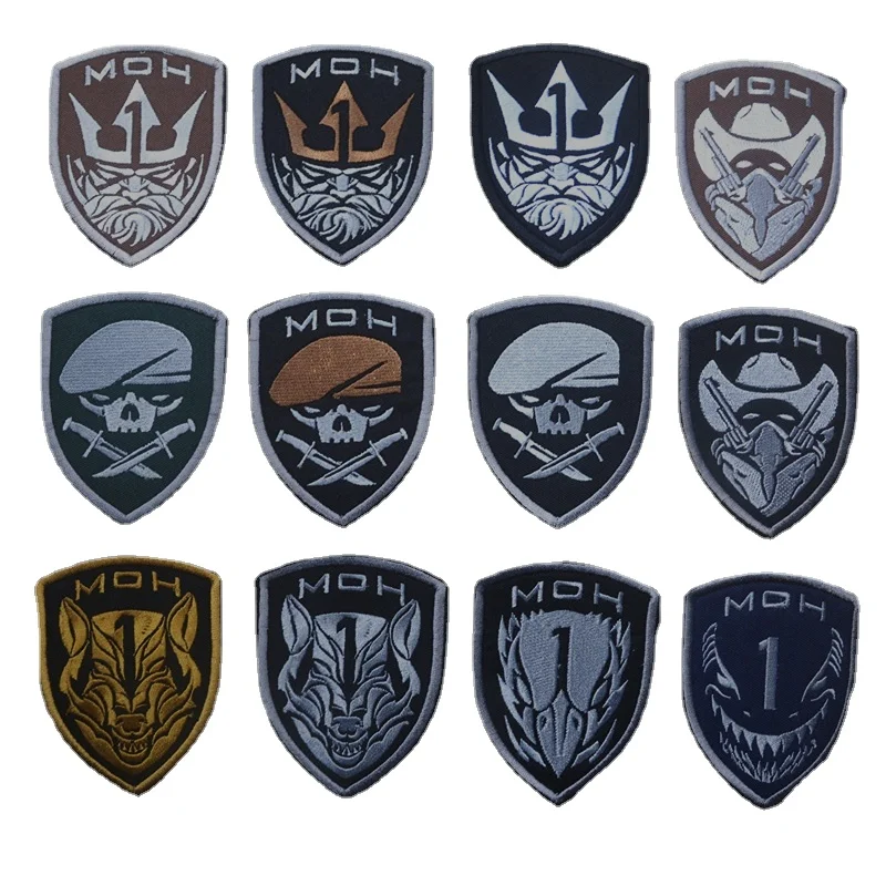 MOH Military Fan Zhang Poseidon Embroidered Magic Patch Bag Paste Halberd Armband Patches for Clothing Hook and Ring Magic Patch