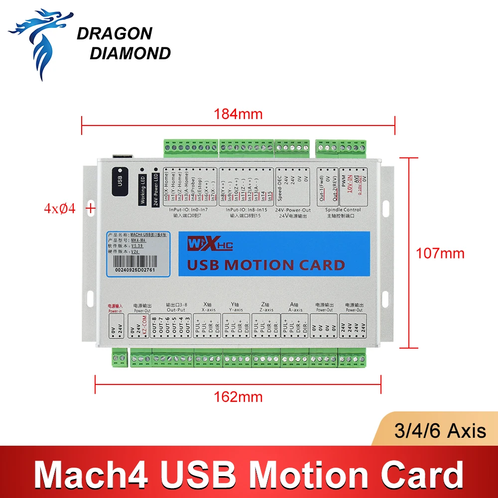 1PC XHC Mach4 USB Breakout Board 3 4 6 Axis USB Motion Control Card CNC Controller For CNC Engraving And Cutting Machine view 2