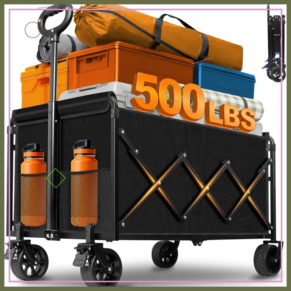

Heavy Duty Foldable Wagon Cart for Groceries, Moving, Yard Work & Beach