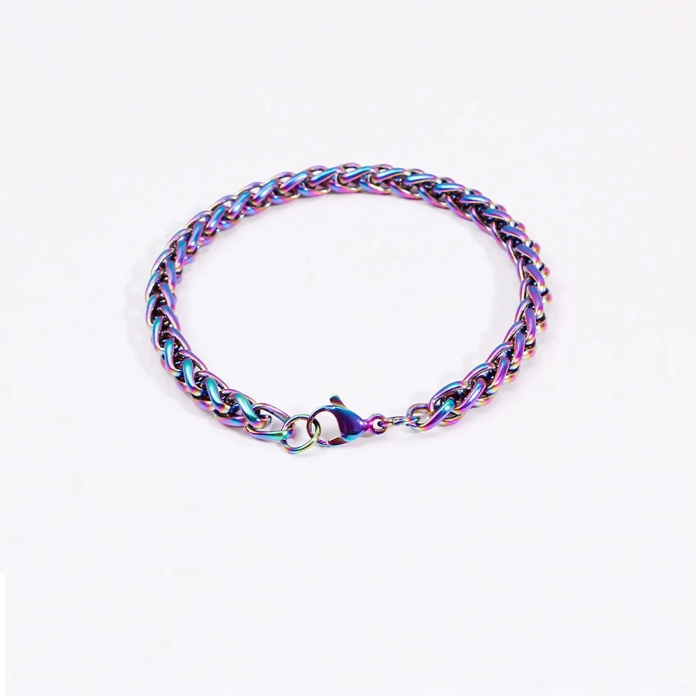 سوار سلسلة عارضة من الفولاذ المقاوم للصدأ للرجال والنساء ، 316L ، ملون ، ذهبي ، فضي ، لون أسود ، لا يتلاشى