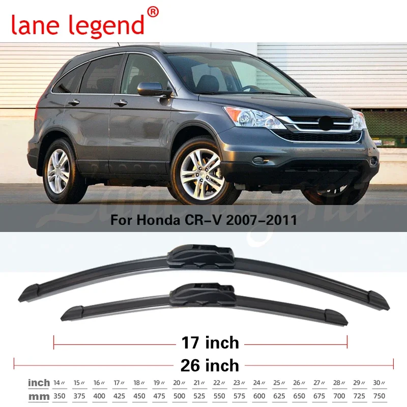 Windscreen Wiper Blades For Honda CRV CR-V 2007-2011 3rd Generation Windshield Front Rear Set 2008 2009 2010 26\