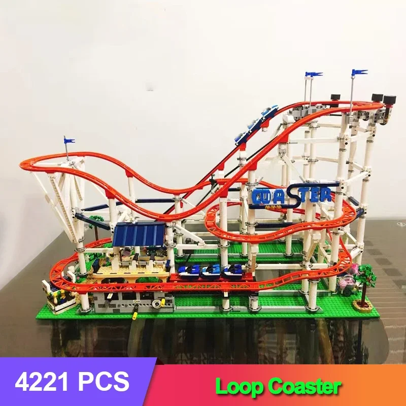 ชุดตัวต่อรถไฟเหาะขนาดใหญ่ GSF 4124 ชิ้น แบบจำลองสวนสนุก ตัวต่อแบบเข้ากันได้ ของเล่นเด็ก ของขวัญวันเกิด วันคริสต์มาส