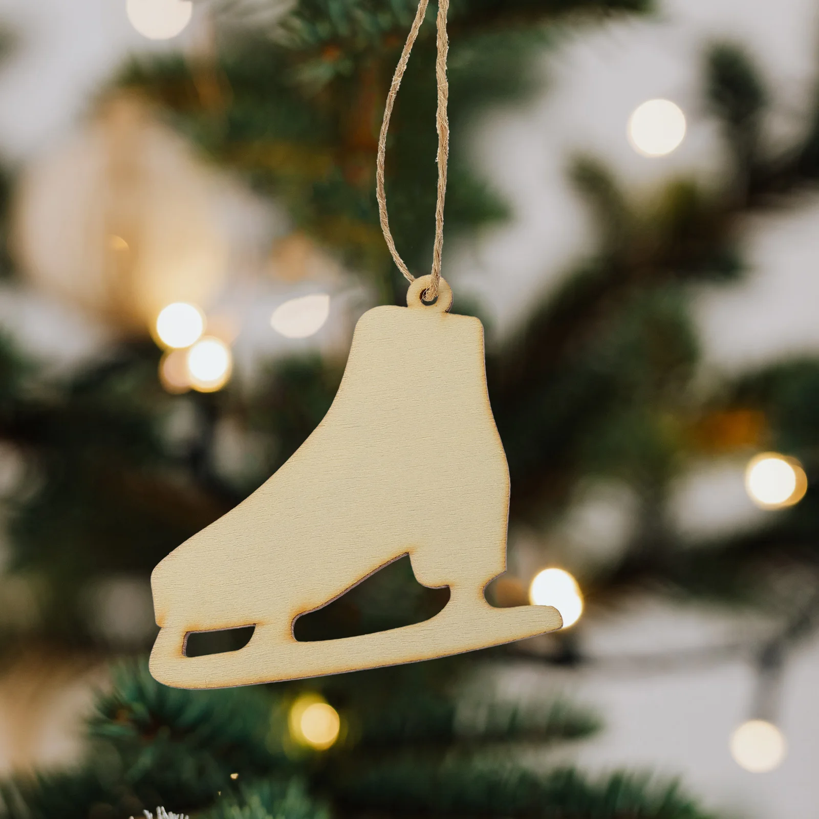 

20 set Wooden Ice Skates Hanging Pendant Diy Graffiti Wood Slices Unfinished Decorative Cutouts For Christmas Home Party Wall
