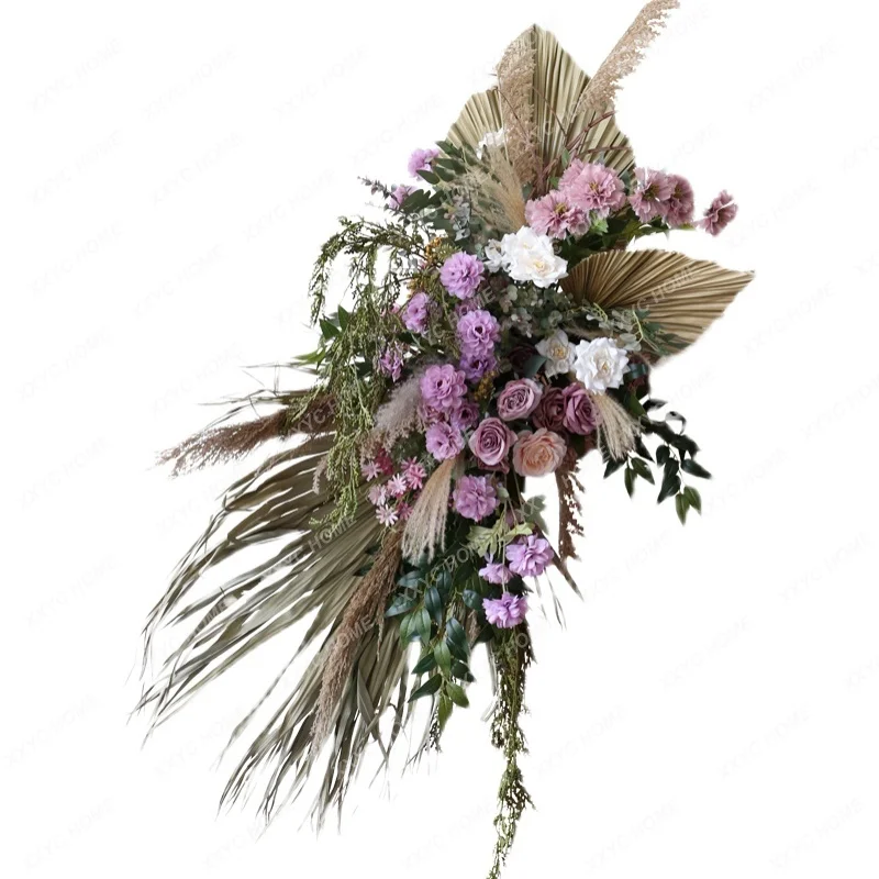 Wedding Combination Floral Venue Layout Flower Props Dried Reed Chinese Fan Palm Flower Arrangement Water Card Arch Flower