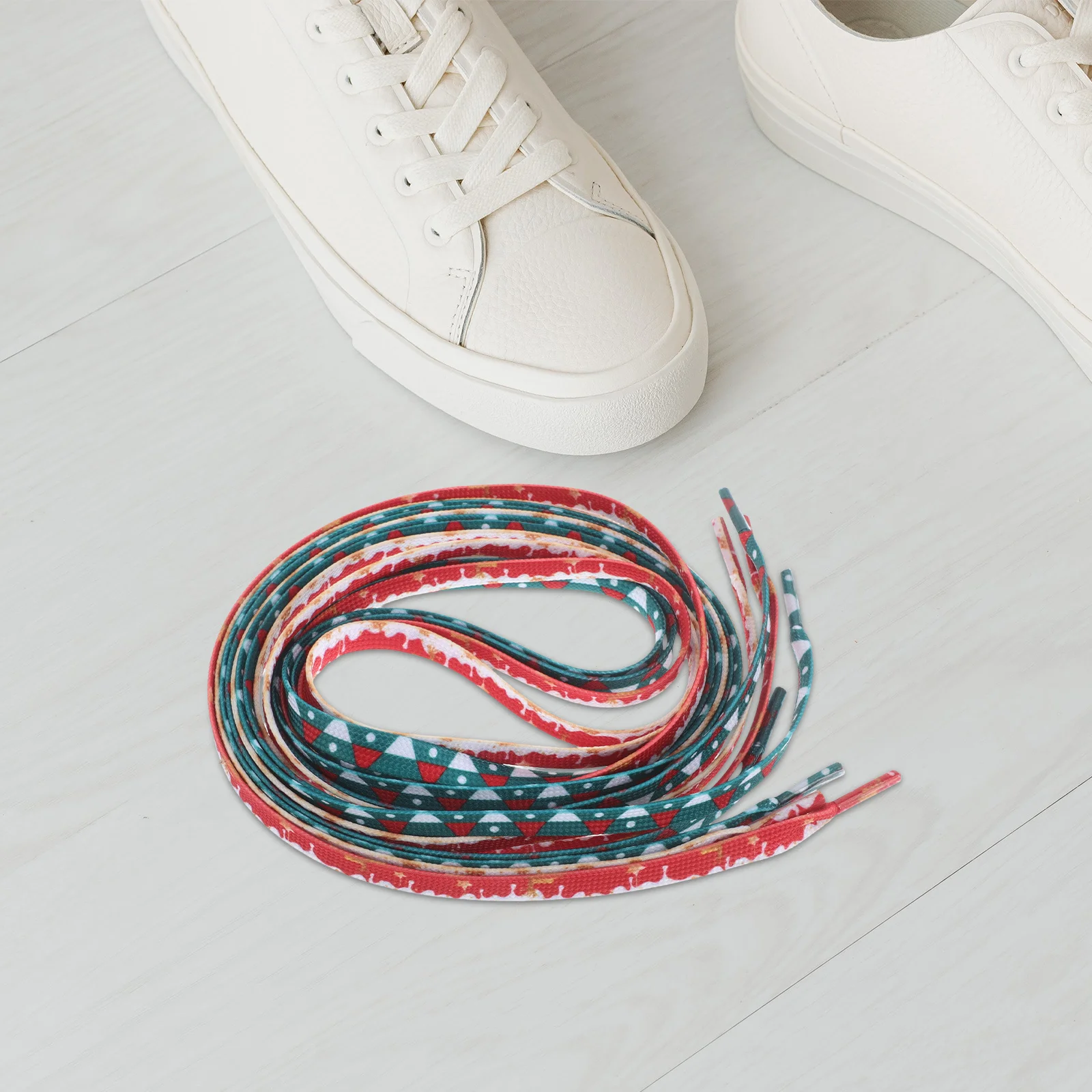 أربطة أحذية عيد الميلاد، أربطة بديلة مسطحة للأحذية الرياضية، أحذية قماشية كاجوال، بوليستر متين