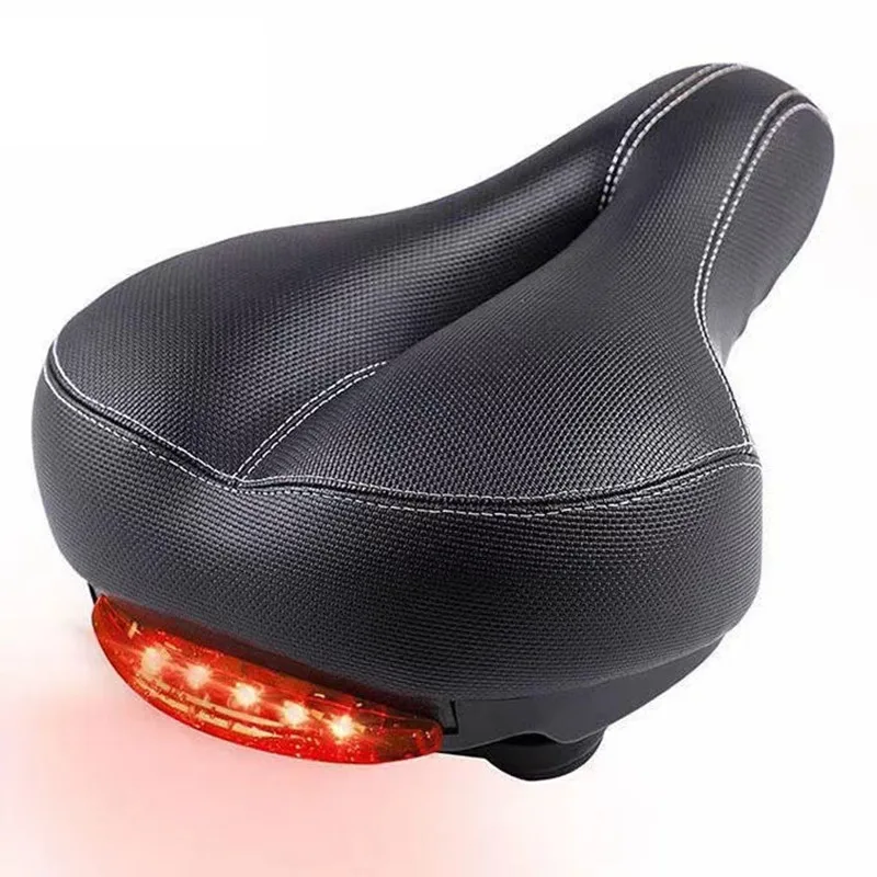 Fonoun Bicycle Saddle Widen Comfortable Breathable Waterproof High Elasticity Rainproof with Tail Light Adjustable FN103