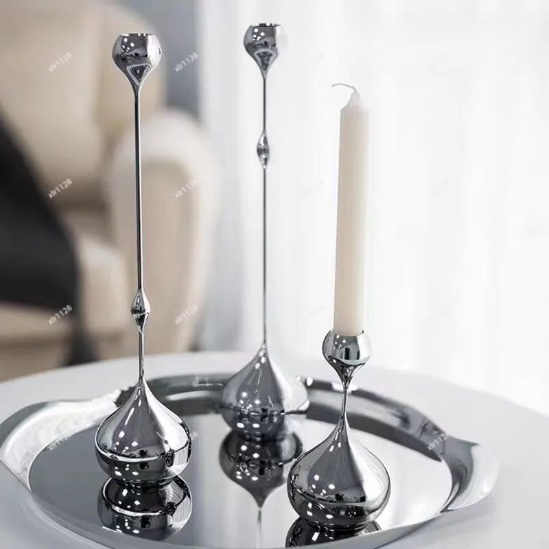 

Hand Polished Candle Holder Nordic Luxury Water Drop Shape for Dining Room Decoration