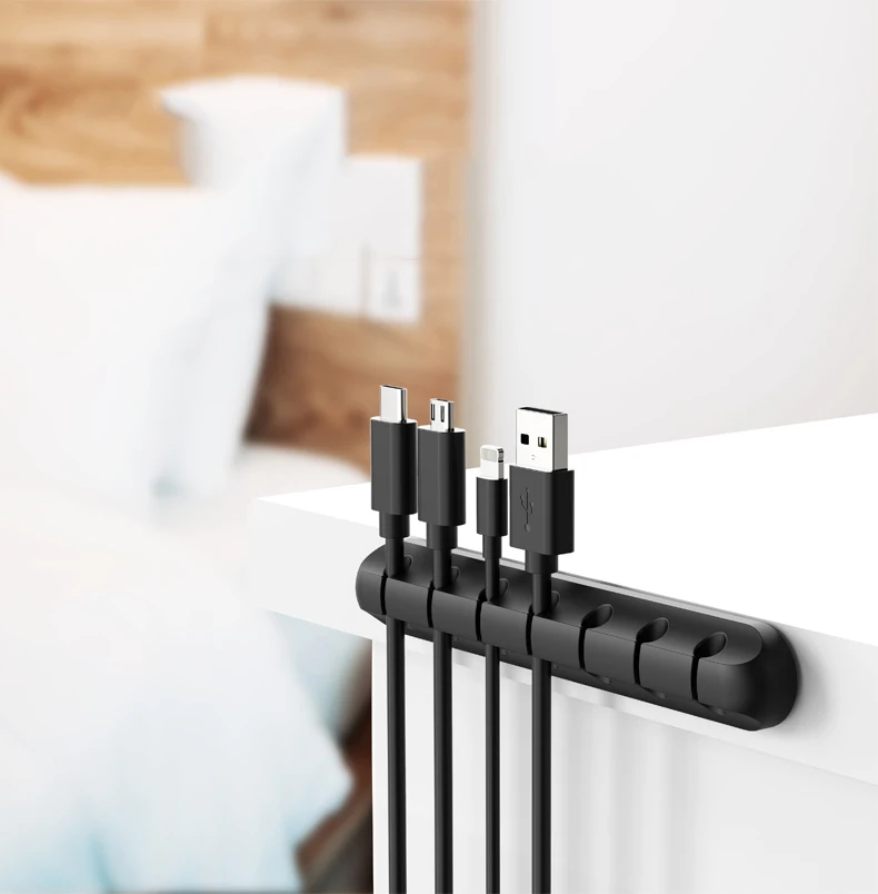 ที่เก็บสายการจัดการสายเคเบิล USB ม้วนสายเคเบิล Desktop Tidy คลิปการจัดการที่ยึดสายเคเบิลสำหรับแผ่นหูฟังตัวหนีบสายเคเบิล