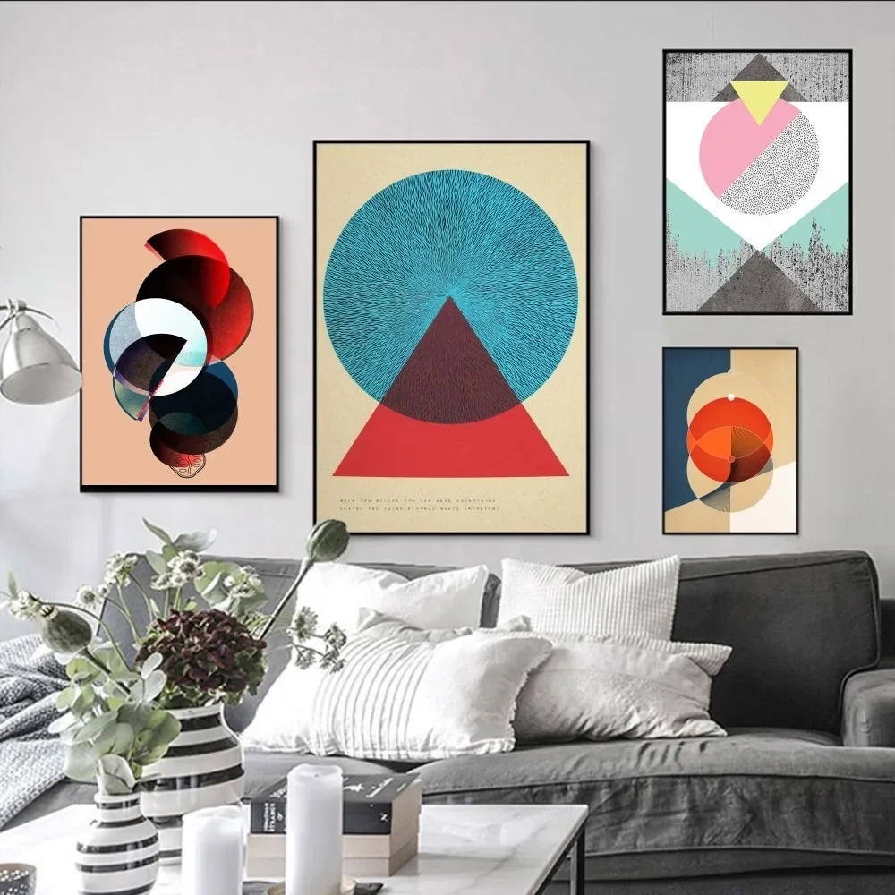 

color Round triangle art Poster Self-adhesive Art Poster Retro Kraft Paper Sticker DIY Room Bar Cafe Vintage Decorative Painting