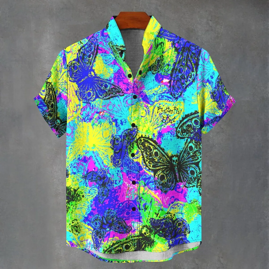 

2025 European and American new summer shirt, high-end 3D printed stand up collar short sleeved shirt, summer linen men's shirt