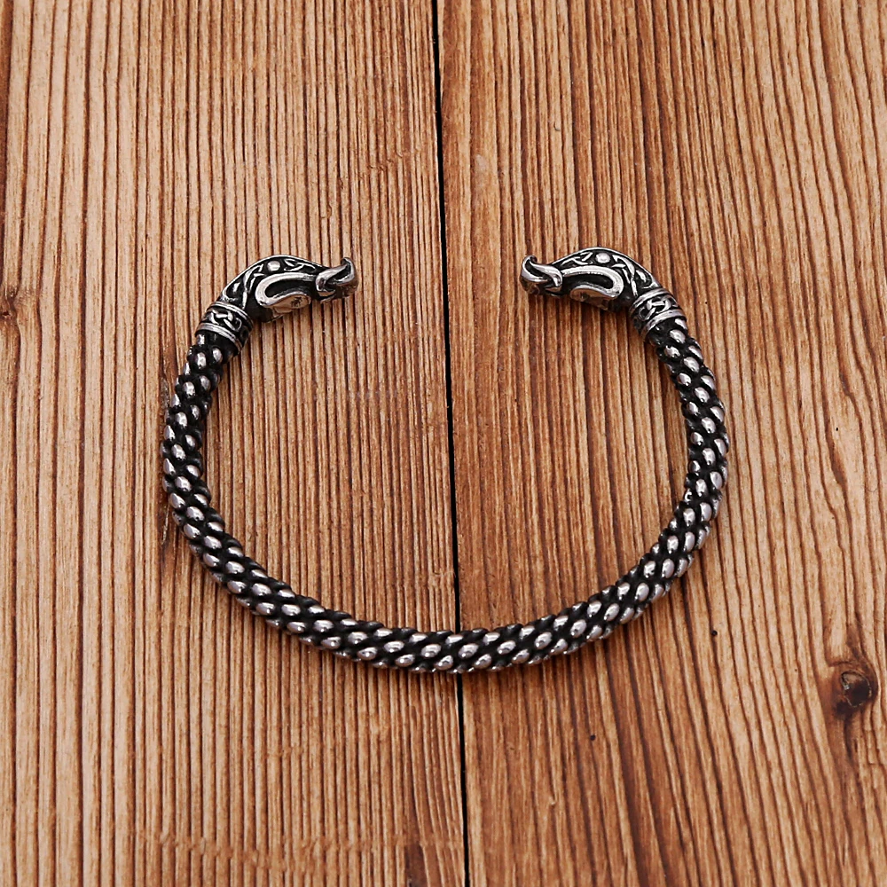 Retro Viking Snake Bracelets Punk Stainless Steel Creative Animal Bracelet for Men Women Amulet Jewelry Wholesale Accessories view 5