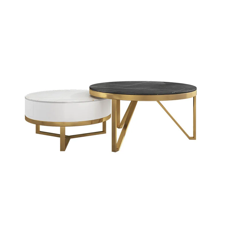 

Office reception Marble tea table Creative living room Mother and child coffee table Combination White coffee table with drawers