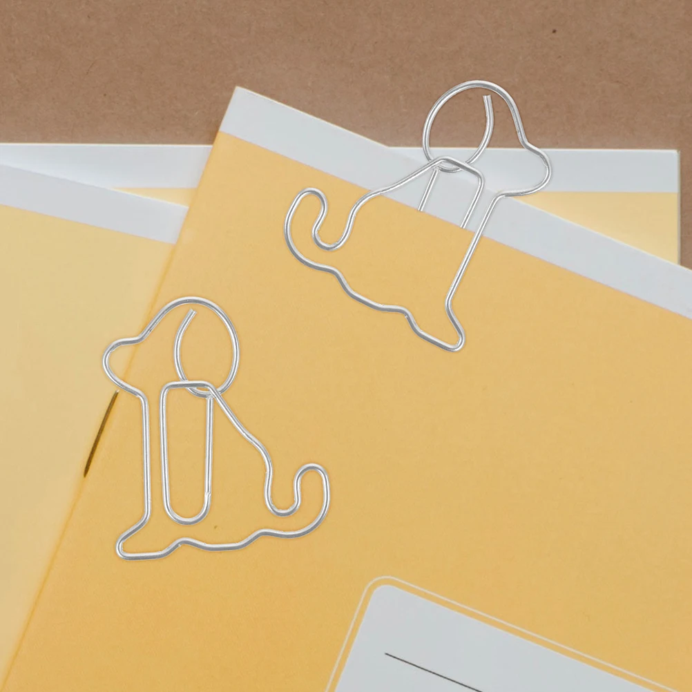 100pcs Sitting Dog Bookmarks Creative Paper Clips for Office Documents Files Notes Metal Small Dog Shaped Colored Unique Desk