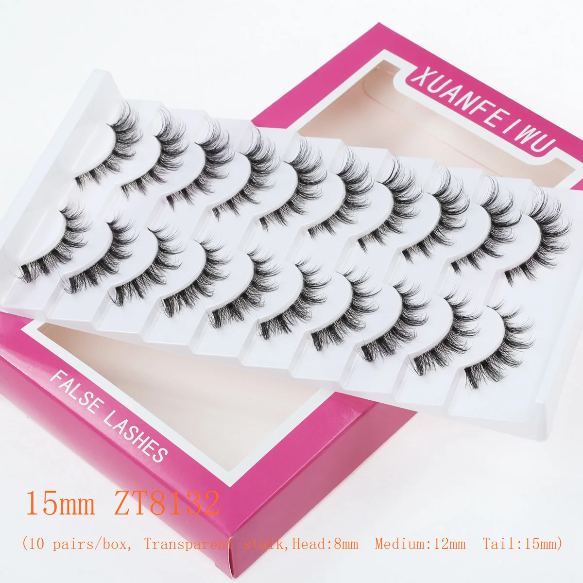 Cílios fofos de haste transparente natural Xuanfeiwu para cílios esparsos, fáceis de aplicar para uso diário, ondulação de maquiagem, cílios postiços tridimensionais, cílios de desempenho fofos