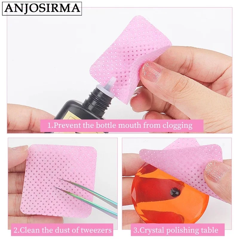 ANJOSIRMA 200 pcs of pink fluffy free paper cotton wipes for eyelash extension pad remover cleaning, oral makeup tool cleaning