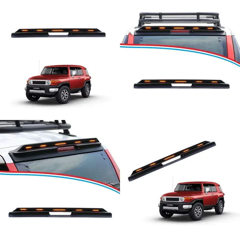 for Toyota FJ Cruiser Black Tail Spoiler with LED Light Car Rear Roof Light Emitting Diode TXR External Parts