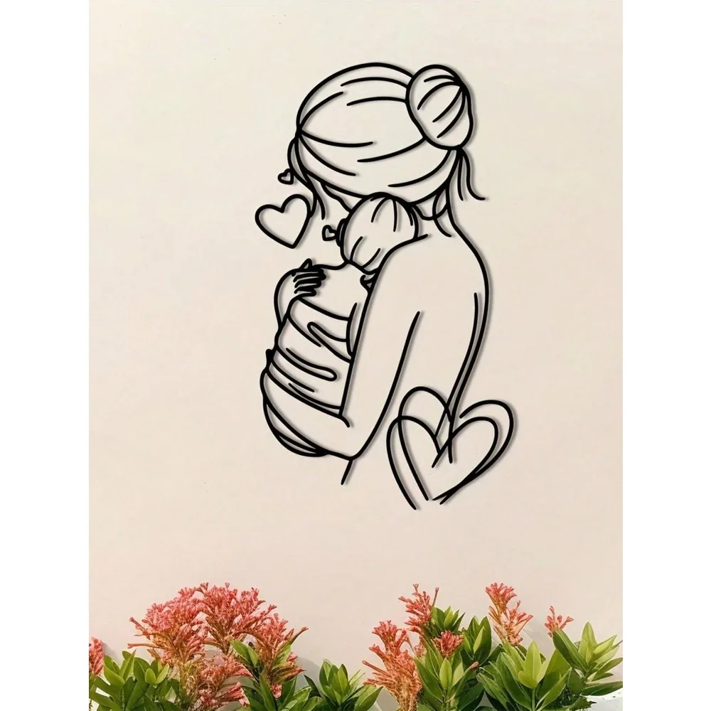 Madre abrazando al bebé con arte metálico - regalo especial para la madre, regalo emocional para el Día de la Madre