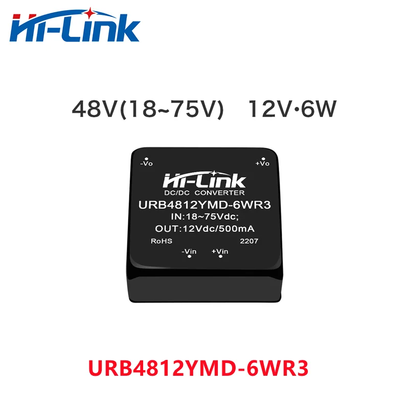 

Hi-Link понижающий преобразователь 6 Вт, 48 В до 12 В, 500 мА, изолированный преобразователь постоянного тока в постоянный URB4812YMD-6WR3, модуль импульсного источника питания