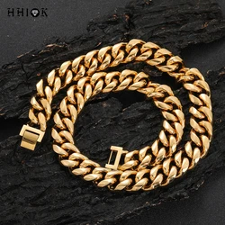 316L Stainless Steel Jewelry Man Necklace Gold Plated Curb Cuban Link Chain Friends Gift Drop Shipping