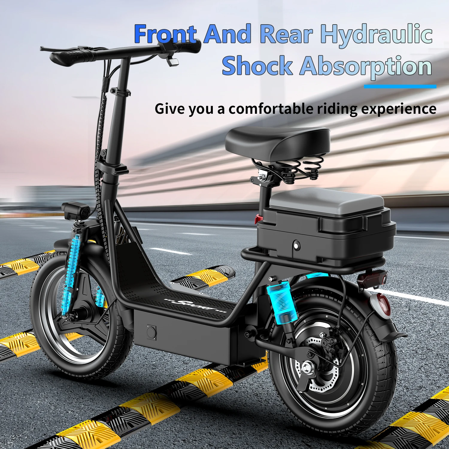 Foldable Electric Scooter 650W Motor 36V13AH Battery Safety LED Lights Storage Box LED Display Multi-Damping Features