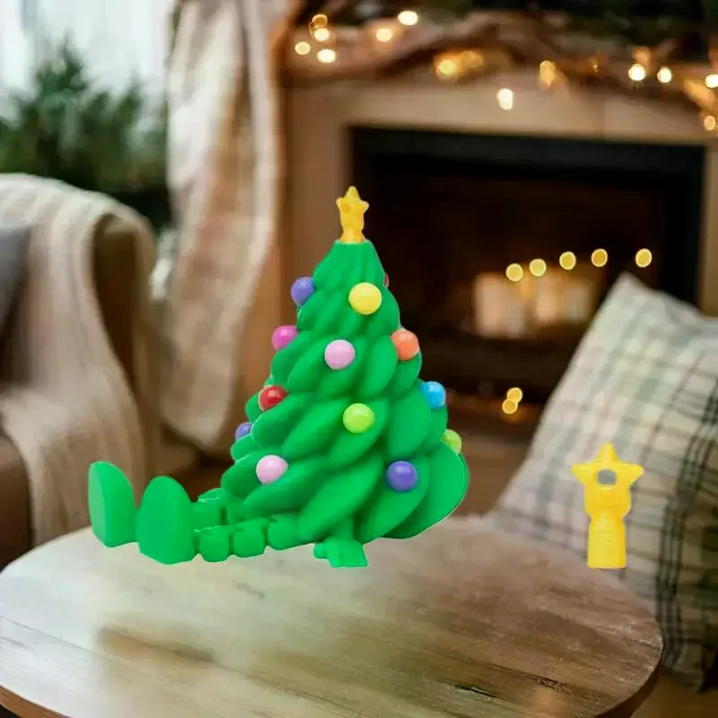 3D Printed Christmas Cute Desktop Ornaments Christmas Trees With Colorful Joints And Movable Shapes Christmas Gift Decorations