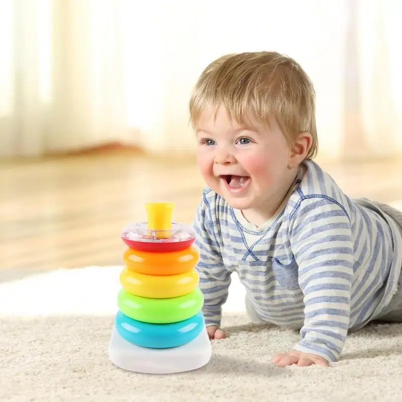 Baby Stacking Toy Colorful Baby Stacking Blocks Building Game Educational Learning Play For Ages 6 Months Boys Girls Family